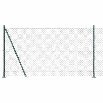 Afbeelding van vidaXL Kettingenhek met 7 Flenspalen 1.2x10 m Gegalvaniseerd Staal