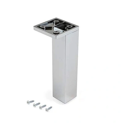 Afbeelding van Emuca 2023411 meubelpoten, meubelpoten van verchroomd kunststof, set 4 poten hoogte 140 mm met montageschroeven