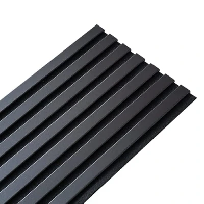 Afbeelding van Akoestisch wandpaneel, houten lamellen, 250 x 30 2 cm, lamellen zwart fineer, zwarte achtergrond, 0,75 m²