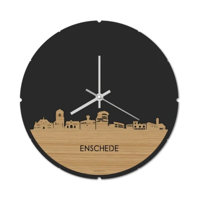 Afbeelding van Skyline Klok Rond Enschede Bamboe