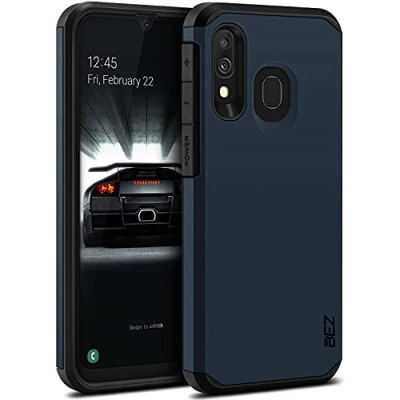 Afbeelding van BEZ Samsung A40 Hoesje, Telefoon Te gebruiken met Galaxy A40, Schokabsorberend, Stevige Tweelaagese Hoes, Donker Blauw