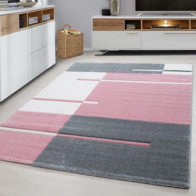 Afbeelding van Modern vloerkleed Tetris Roze 1310 80x150cm Adana Carpets