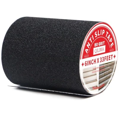 Afbeelding van QILIMA anti slip tape zwart High Traction veiligheidstrackband 150 mm x 10 m tape, sterke grip gripband, voor trappen, treden, hellingen, decks, trottoirs