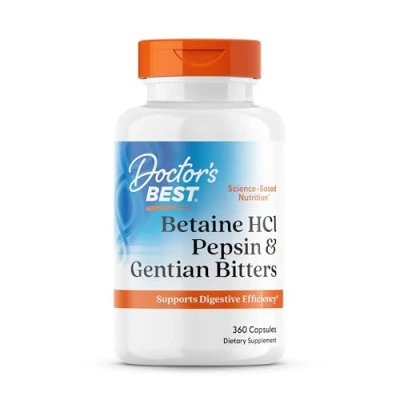 Afbeelding van Betaïne HCl, pepsine &amp; gentiaan bitters (360 Capsules) Doctor&#039;s Best
