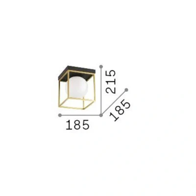 Afbeelding van Ideallux Plafondlamp Ideal Lux Lingotto, zwart, opaal glas, 1 lamp