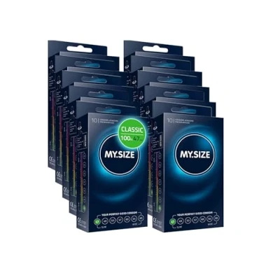Afbeelding van MY.SIZE Classic condooms maat 1 I 47 mm breed 100 stuks maxi pack premium extra dun true to touch gossamer dunne 0,07 wanddikte veganistisch