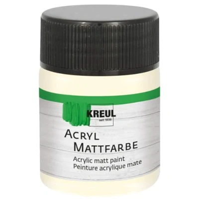 Afbeelding van KREUL 75557 Matte acrylverf, ivoor in een potje van 50 ml, romig dekkende, sneldrogende verf op waterbasis, geschikt voor vele verschillende ondergronden