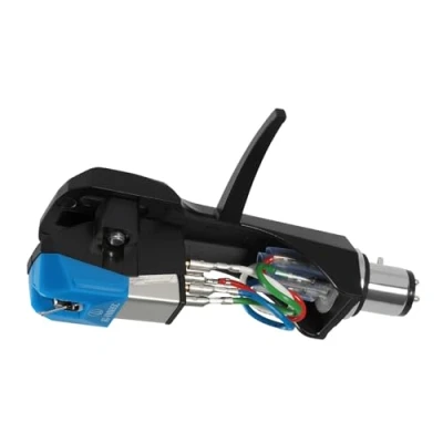 Afbeelding van Audio Technica AT VM95C/H headshell/cartridge met dubbele bewegende magneet (zwart/blauw)
