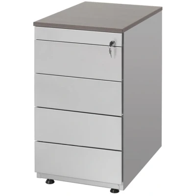 Afbeelding van Ladeblok met 4 lades (incl. pennenlade) kleur Zwart (RAL9005) topblad Halifax Eiken