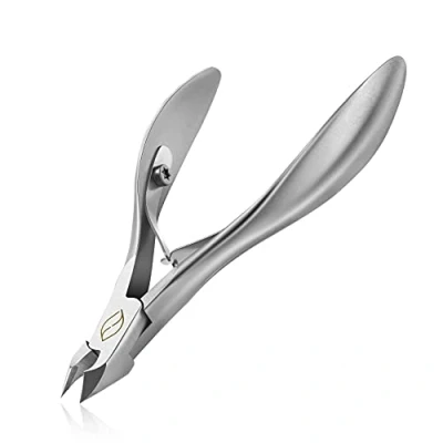 Afbeelding van FERYES nagelriemtang 1/2 kaak professionele roestvrijstalen nagelriemschaar en dubbele veren nagelknipper verwijderaar pedicure manicure tool, FL N300, zilver (zilver)
