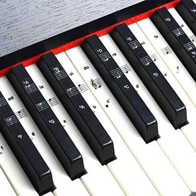 Afbeelding van Imelod Toetsenbord of Piano Stickers voor 49/61/76/88 Toetsenborden, en Muziek Note Volledige Set Witte Zwarte Toetsen, Transparant Verwijderbaar, Perfect