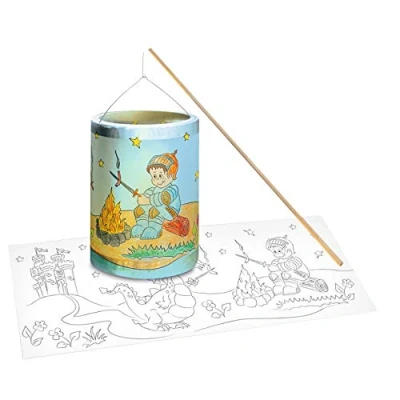 Afbeelding van Ursus 6830000 Lantaarnknutselset, met transparant papier om in te kleuren ridder, ca. 20 x 15,3 cm