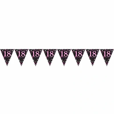 Afbeelding van Vlaggen slinger Sparkling 18 jaar roze