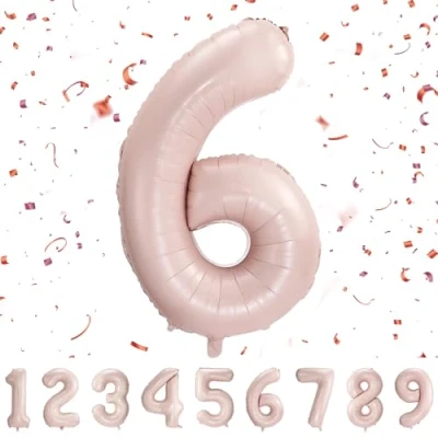 Afbeelding van Nummer 6 ballonnen 6, roze ballon 105 cm gigantische heliumfolie cijfer voor jongens en meisjes, feestdecoratie, verjaardag, jubileum, afstuderen, feestdecoraties benodigdheden