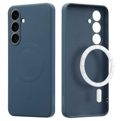 Afbeelding van Samsung Galaxy S24 FE MagSafe Hoesje Siliconen en TPU (zacht) imoshion Backcover/Softcase Donkerblauw Telefoonhoesje