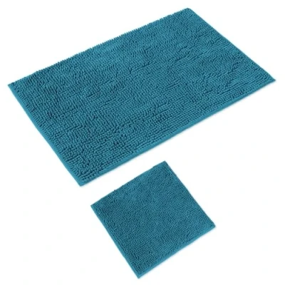 Afbeelding van WohnDirect Badmatset, 2 delig, petrol, wc mat (45x45cm), badmat (70x120cm), antislip, wasbaar, badkamertapijt, zonder uitsparing