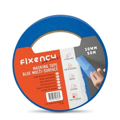 Afbeelding van Fixency 1x Afplakband (30 mm x 50 m) I Blauw voor Schilderen en Renoveren Schilderen, Lakken,