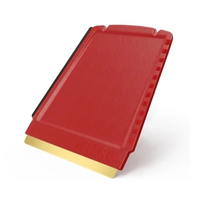 Afbeelding van L &amp; P Car Design Murska A052 IJskrabber voor de auto, messing schraper, origineel uit Finland, trapezium, kleine, praktische ijskrabber, topkwaliteit, 90 mm (rood zwart)