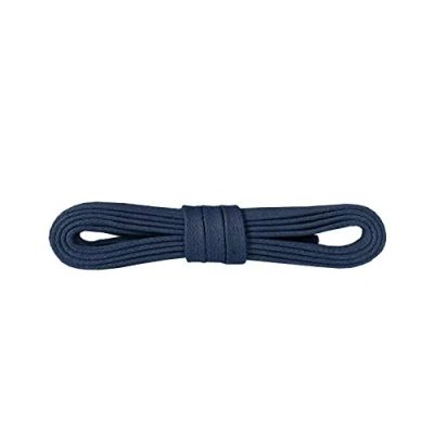 Afbeelding van Deftige Gewaxte Platte Schoenveters, 100% Fijn Katoen, Kleurrijke Mode, 5 mm 0.19 inch Breedte, Vele Kleuren en Lengtes, Gemaakt in Europa door Kaps (90 cm 36 6 paar ogen / 57 Marineblauw)