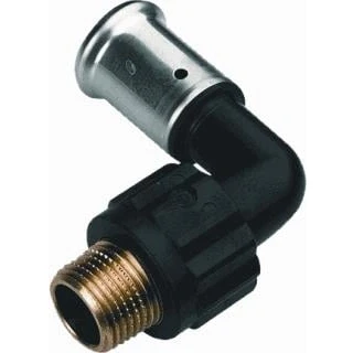 Afbeelding van Henco knie koppeling 90gr 50mm x 1 2 kunststof pers buitendraad 5pk 5008