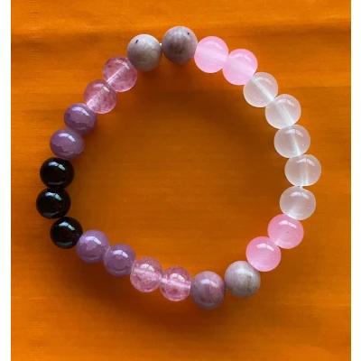 Afbeelding van Armband Edelsteen Maansteen Rozenkwarts Rhodoniet 18 cm 8 mm