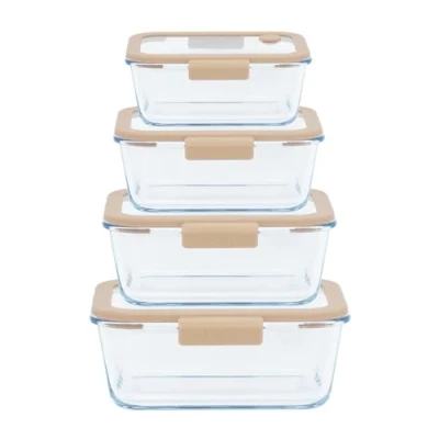 Afbeelding van Pebbly Vershouddoos met Glazen Vacuüm Deksel Inclusief Vacuümpomp 5 Delig Borosilicaatglas Transparant