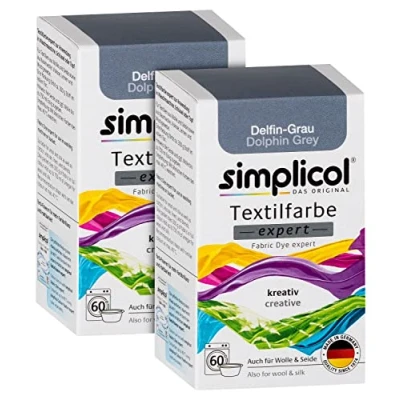 Afbeelding van simplicol textielverf expert dolfijngrijs: creatief textiel, wol en zijde grijs verven, wasmachine handwas, 2x150g