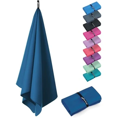 Afbeelding van Fit Flip Microvezel handdoeken compact, ultralicht &amp; sneldrogend de perfecte sporthanddoek, strandlaken en reishanddoek (1x 140x70cm, Azure Blue)