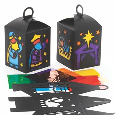 Afbeelding van Baker Ross FC246 stal met een Kerst thema knutsel sets voor kinderen 4 stuks, knutselwerk kinderen, gebrandschilderd glassets activiteiten kinderen,assorted