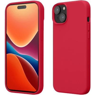 Afbeelding van kwmobile Case voor iPhone 15 Slank TPU Hoesje met Zachte Afwerking In granaatappelrood