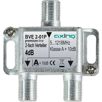 Afbeelding van Axing BVE 2 01P voudige verdeler kabeltelevisie CATV multimedia DVB T2 klasse A+, 10dB, 5 1218 MHz metaal