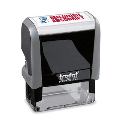 Afbeelding van Trodat Office Printy 4912 zelfkleurende tekststempel, tekst beginl.afschrift, afdrukkleur blauw rood, 47 x 18 mm