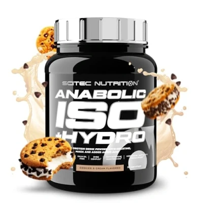 Afbeelding van Scitec Nutrition Anabolic Iso+Hydro wei eiwitmengsel met creatine, Maca en aminozuren ZMB6 complex voor testosteronbehoud, 920 g, Koekjes &amp; Crème