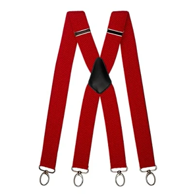 Afbeelding van Olata Werk Bretels X Vorm Met Karabijnhaken 4 cm. Rood (Zilveren Clips)
