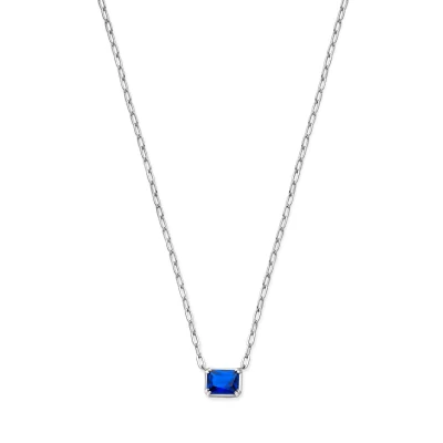 Afbeelding van zilver gerhodineerd collier blauw zirkonia 40 + 4 cm 1337783