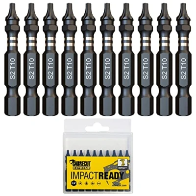 Afbeelding van 10 x SabreCut SCTX1050_10 50 mm TX10 T10 bitset eenzijdige slagschroevendraaier Torx Heavy Duty met opbergdoos