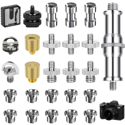 Afbeelding van Nizirioo 26 stuks cameraschroef: 1/4&quot; op 3/8&quot; schroefdraad camera schroeven adapter set duimschroeven statiefschroefdraad, roestvrij staal materiaal, voor statief, monopod, kogelkop