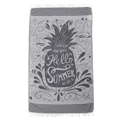 Afbeelding van Hamamdoek Hello Summer Black van Call it Fouta!