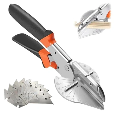Afbeelding van Tkxjry Verstekschaar 45 135, hoekschaar met 10 reservemesjes, verstekschaar, nauwkeurige hoekschaar, afdichtingsschaar voor snede op kunststof, rubber, hout
