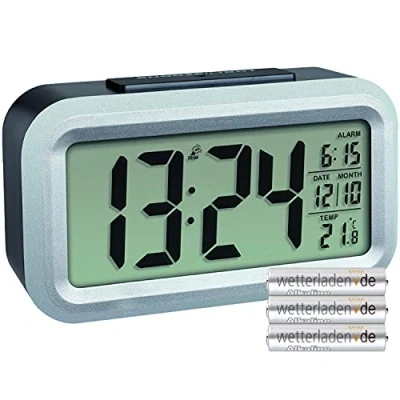 Afbeelding van TFA Dostmann Lumio Plus 60.2553 Digitale draadloze wekker met temperatuur (zwart zilver batterijen)