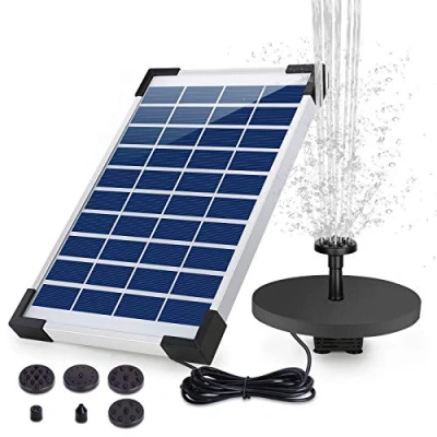 Afbeelding van AISITIN Fontein op zonne energie, 5,5 W, ingebouwde 1500 mAh batterij, drijvende waterpomp met 6 spuitstijlen voor vogelbad / kleine vijver tuin watercirculatie