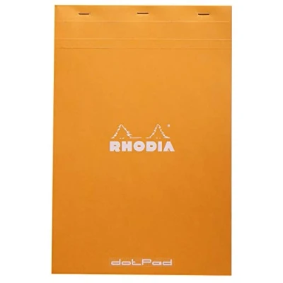 Afbeelding van RHODIA 19558C notitieblok met nietjes DotPad nr. 19 oranje A4+ 21 x 31,8 cm gestippeld 80 afneembare vellen wit Clairefontaine papier g/m² omslag van zacht gecoate kaart