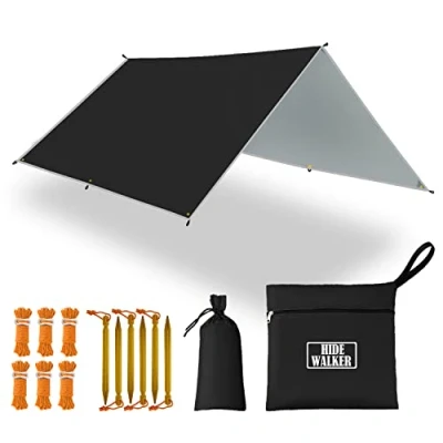 Afbeelding van 3 x 4 m. Camping Tarp waterdicht tent dekzeil lichtgewicht hangmat regen vlieg anti UV luifel waterdichte buitenschuilplaats
