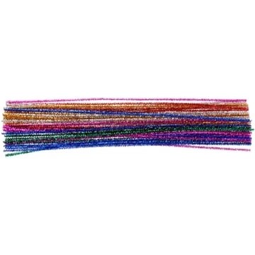 Afbeelding van Bouhon glitter chenilledraad 50 cm x 6 mm, pak van stuks, assorti