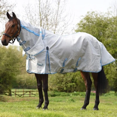 Afbeelding van Weatherbeeta Vliegendeken Comfitec Hexi Shield Combo Neck Silver/Teal Blue 135/185