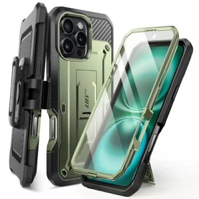 Afbeelding van SUPCASE Unicorn Beetle Pro serie hoesje voor iPhone Max (release 2024), ingebouwde schermbeschermer full body robuuste holster (Guldan)