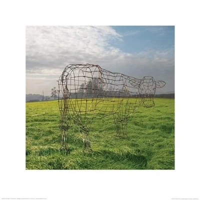 Afbeelding van Kunstdruk Pink Floyd Wireframe Cow 40x40cm