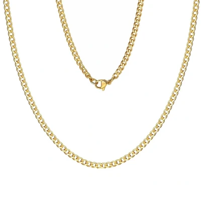 Afbeelding van Fako Bijoux® Schakelketting Staal RVS Gourmette Cuban Link 3.5mm 55cm Goudkleurig