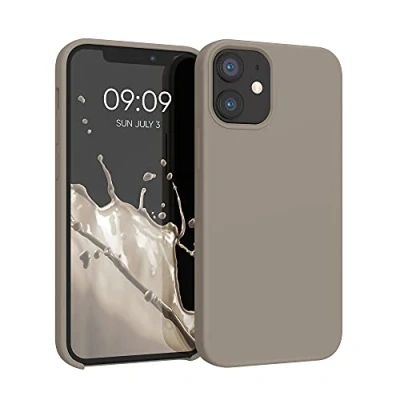 Afbeelding van kwmobile telefoonhoesje geschikt voor Apple iPhone 12 mini Hoesje met siliconen coating Smartphone case in taupe
