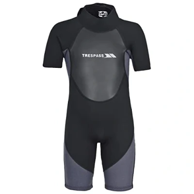 Afbeelding van Trespass Scuba, zwart, 3/4, kort 3 mm wetsuit met 7 ritssluiting, voor kinderen en jongens van 2 12 jaar, 4 zwart